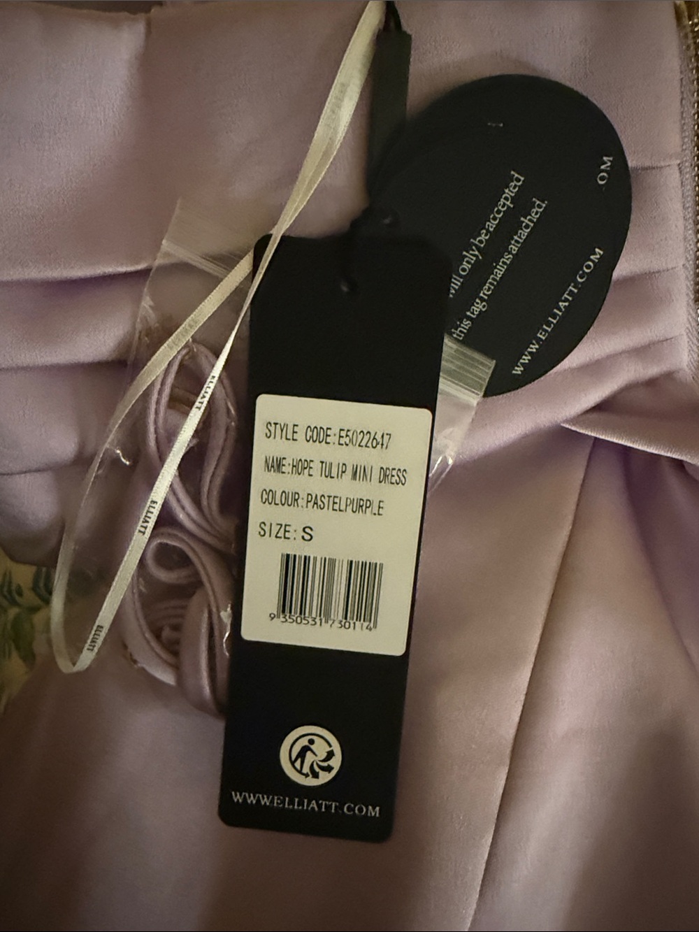 Elliatt Lilac Off-Shoulder Pleated Mini Dress - Picture 4 of 4